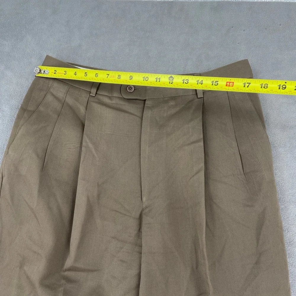 Gary Peters Mens 38 Brown Pure New Wool Pleated Cuffed‎ Dress Pants Trousers